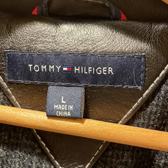 Tommy Hilfiger black leather jacket size large - Picture 2 of 6